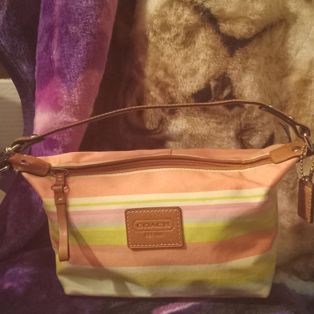 Coach 2011 Multicolor Striped Beach Top Handle Mini Bag NWT